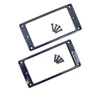 ALS Flat Metal Mounting Ring Set of 2 with Screws - Black Colour Solid Brass for Humbucking Pickups - Humbucker pickup Frames/Brackets for Ibanez etc.