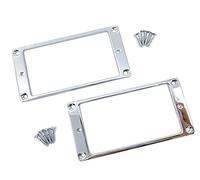 ALS Flat Metal Mounting Ring Set of 2 with Screws - Chrome Plated Solid Brass for Humbucking Pickups - Humbucker pickup Frames/Brackets for Ibanez etc.