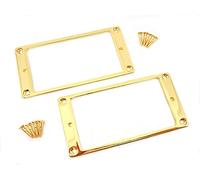 ALS Flat Metal Mounting Ring Set of 2 with Screws - Gold Plated Solid Brass for Humbucking Pickups - Humbucker pickup Frames/Brackets for Ibanez etc.