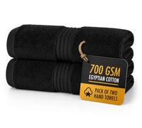ALSAP Black Hand Towels Pack of 2 - Ultra Soft Super Absorbent 700 GSM Egyptian Cotton Towels - Bathroom Linen Sets - Luxury Hotel Quality Cotton Hand Towels Set Convenient Size 50x85 cm