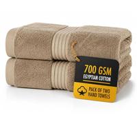 ALSAP Brown Hand Towels Pack of 2 - Ultra Soft Super Absorbent 700 GSM Egyptian Cotton Towels - Bathroom Linen Sets - Luxury Hotel Quality Cotton Hand Towels Set Convenient Size 50x85 cm