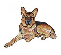 Alsatian German Shepherd (Lying) Sew-On Patch Appliqué Size Approx. 9 x 6 cm (04524)