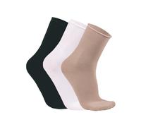 Alse Studio Women's 3Pair Modal Rich Super Soft Seamless No Elastic Ankle High Socks in Medium Beige | Size: 4-7 Alse Studio Medium Beige 4-7