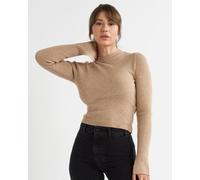 Alse Studio Women's Fitted Super Soft Crew Neck Ribbed Jumper in Beige | Size: XS Alse Studio Beige XS