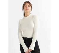 Alse Studio Women's Fitted Super Soft Crew Neck Ribbed Jumper in Off-White | Size: Large Alse Studio Off-White L
