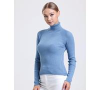 Alse Studio Women's Fitted Super Soft Turtle Neck Ribbed Jumper in Dark Blue | Size: Large Alse Studio Dark Blue L