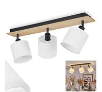 Alsen Ceiling Light, Modern Ceiling lamp Made of Wood/Metal/Fabric in Light Brown/Black/White, Light in Scandinavian Design with Adjustable lampshades, 3-Flame, 3 x E14, Without Bulbs