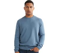 alsestudio Men`s Crewneck Jumper 100% Cotton Premium Quality Soft Touch Long Sleeve Pullover Essential Style Knitted Sweaters for Men Blue-Large