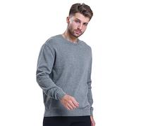 alsestudio Men`s Crewneck Jumper 100% Cotton Premium Quality Soft Touch Long Sleeve Pullover Essential Style Knitted Sweaters for Men (Grey Melange, XL)