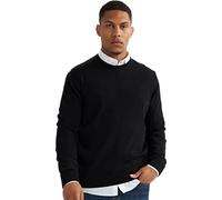 alsestudio Men`s Crewneck Jumper 100% Cotton Premium Quality Soft Touch Long Sleeve Pullover Essential Style Knitted Sweaters for Men Black-X-Large
