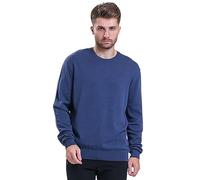 alsestudio Men`s Crewneck Jumper 100% Cotton Premium Quality Soft Touch Long Sleeve Pullover Essential Style Knitted Sweaters for Men (Indigo, L)