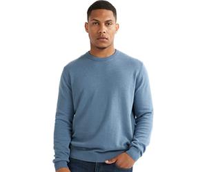 alsestudio Men`s Crewneck Jumper 100% Cotton Premium Quality Soft Touch Long Sleeve Pullover Essential Style Knitted Sweaters for Men Blue- X-Large