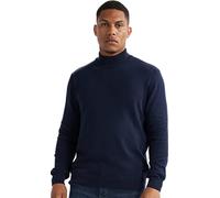 alsestudio Men`s Mock Neck Jumper 100% Cotton Premium Quality Soft Touch Long Sleeve Pullover Essential Style Knitted Roll Neck Sweaters for Men Navy-Medium