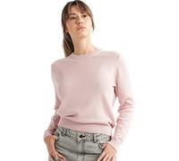alsestudio Women`s Crewneck Jumper 100% Cotton Premium Quality Silk Touch Long Sleeve Pullover Essential Style Knitted Sweaters for Women (Rose, L)