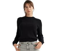 alsestudio Women`s Crewneck Jumper 100% Cotton Premium Quality Silk Touch Long Sleeve Pullover Essential Style Knitted Sweaters for Women (Black, L)