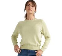 alsestudio Women`s Crewneck Jumper 100% Cotton Premium Quality Silk Touch Long Sleeve Pullover Essential Style Knitted Sweaters for Women (Green, XL)