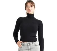 alsestudio Women's Essential Silk Touch Ribbed Long Sleeve Roll Neck Jumper | Premium soft knitted pullover. Classic ribbed turtle neck sweater. Warm ladies everyday casual winter wear. Slim stretch fit.