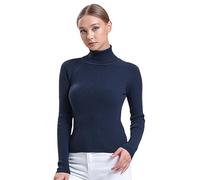 alsestudio Women's Essential Silk Touch Ribbed Long Sleeve Roll Neck Jumper | Premium soft knitted pullover. Classic ribbed turtle neck sweater. Warm ladies everyday casual winter wear. Slim stretch fit.