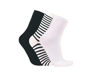 alsestudio Womens Seamless Non-Elastic Super Soft Modal Rich Socks 3 Pairs Pack Silk Touch Ankle High Breathable 4-7 Socks for Women (Black-White-Stripe)