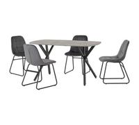 alsip concrete effect dining table with 4 lyster grey chairs