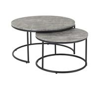 alsip round wooden set of 2 coffee table in concrete effect