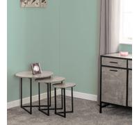 alsip wooden nest of 3 tables round in concrete effect