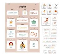 ALSLEA All About Today Calendar and Weather Pocket Chart, 21½" x 14¼" Small Boho Calendar for Kids, Preschool Toddler Learning Activities Chart, Homeschool and Teacher Essentials 155 Cards