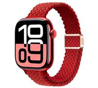 ALSMGGBPAF Nylon Braided Thin Sport Band Compatible with Apple Watch Bands 42mm 41mm 40mm 38mm 40mm 44mm 45mm 46mm, Soft Nylon Sport Band, 24#Red, 42MM(Series3)/44MM/45MM/46MM/49MM, Minimalist