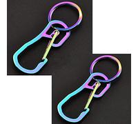 Alsmiley 2pcs Stainless Steel Carabiner Clip High Loading-Bearing Carabiner Ring Set Keychain Quick Release Hooks for Men Women (2 Pack Colorful)