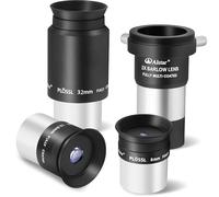 Alstar Telescope Accessory Kit 1.25 Inch, 6mm 12.5mm 32mm Plossl Eyepiece Telescope Lense with Barlow Lens 2x Includes T2 Camera Connecting End, FMC Telescope Accessories with Standard Filter Threaded
