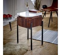 Alston Mango Wood Bedside Table With Marble Top And Metal Legs