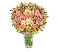 Alstro & Roses Fresh Cut Flower Bouquet - Perfect for gifting for any occasion, birthdays, anniversaries, celebrations - Premium Flowers for delivery (Large)