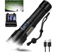 ALSTU Flashlight High Lumens Rechargeable LED: 990,000 Lumen Super Bright Flashlights, Powerful Tactical Flashlights, 7 Modes with COB Light, IPX6 Waterproof Flash Light for Camping, Emergencies