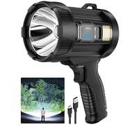 ALSTU Spotlight Rechargeable, 99,000 Lumens Super Bright Handheld Flashlight, Outdoor Led Spot Light with Cob Light and Solar Panels for Boating Camping Home