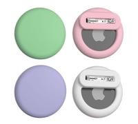 Alsukeay 4 Pack Holder for AirTag Kids Hidden Silicone Case Cover with Safety Pins for Children Elderly Pets Backpack Luggage (4 Colors) (White/Green/Pink/Purple)