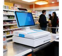 ALSUP All-in-One POS System Cash Register for Restaurant & Retail, 15.6" Touch Screen, Dual-Core CPU, Built-in 58mm Printer, Cash Drawer, Handheld Barcode Scanner for Small Business White-4+64GB