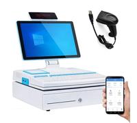 ALSUP Retail POS System All-in-One Cash Register, 15.6" Multi-Touch Screen with 58mm High-Speed Printer, Cash Drawer, Barcode Scanner for Small Retail Stores White-2+32GB