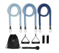 ALTA 'Never-Snap' Exercise Bands with Handles for Women - Full Kit Resistance Bands for Working Out with Handles, Resistance Tubes, Ankle Straps, Door Anchor, Fabric + Rubber Workout Tubes