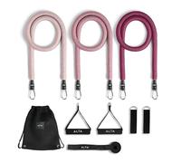 ALTA 'Never-Snap' Exercise Bands with Handles for Women - Full Kit Resistance Bands for Working Out with Handles, Resistance Tubes, Ankle Straps, Door Anchor, Fabric + Rubber Workout Tubes