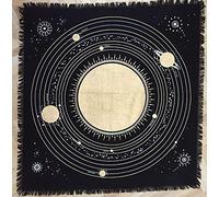 Altar cloth 24 x 24 inches Gold Silver Tarot Table Cloth Spiritual Moon Stars Wall Tapestry Outer Space Galaxy Tapestry Universe Starry Mat Prints Board Game Table Cover (Solar System)