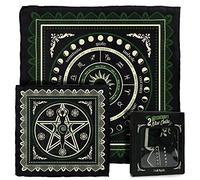 Altar Cloth Altar Supplies for Witchcraft - 2 Alter Cloths Witchcraft Goddess Tablecloth Mat - Tarot Cloth for Pagan Astrology Reading - Black Folding Table Accessory Tapestry Wiccan Pentagram Decor