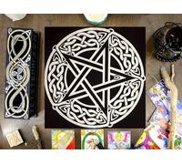 Altar Cloth Celtic Pentagram Witchcraft Alter Tarot Spread Top Cloth Wiccan Square Spiritual 18 by 18 sacred cloth (Pentagram Silver)
