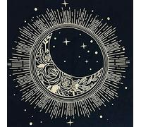 Altar Cloth Golden Sun Moon Star Witchcraft Alter Tarot Spread Top Cloth Wiccan Square Spiritual 18 by 18 Sacred Cloth (Star and Moon)