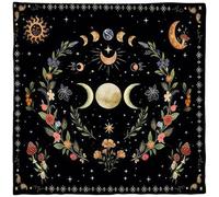 Altar Cloth, Moon Phase Flower Astrology Tarot Cloth, Flannel Divination Tarot Cloth for Reading, 29.53x29.53 Inch Square Tarot Card Cloth for Witchcraft Accessories