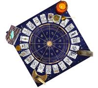 Altar Cloth - Square Astrology Oracle Pad, Luxury Velvet Tarot Tablecloth, Gold Foil Pentagram Altar Mat, Mystical Divination Clothing for Card Reading, Meditation and Spiritual Home