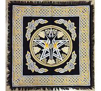 Altar Cloth Sun Moon Star Witchcraft Alter Tarot Spread Top Cloth Wiccan Square Spiritual 18x18 Sacred Cloth (Yellow Triple Moon Goddess)
