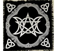 Altar Cloth Tapestry Tablecloth Ritual Spiritual Cloth for Sacred Places, Cotton Square Tarot Table Cover Cloth Tarot Witchery Supplies Pentagram Triple Moon Goddess 18 by 18 inches
