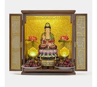 Altar shelf,Wood Wall-Mounted Cabinet for Personal Shrine, Buddha Niche with Doors, Display Stand for Pooja and Incense Tribute