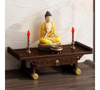 Altar Table for Buddha Display, Bamboo Offering Pedestal for Buddhist Prayer and Incense Tribute, Decorative Niche Table, 39cm