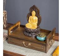 Altar Table for Meditation and Worship with Drawer, Spiritual Space Decor, Ideal for Personal Practice and Mindfulness, Wooden Design for Home or Studio